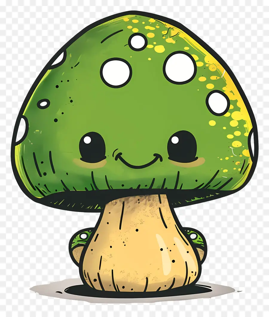 Champignon Vert，Visage Souriant PNG