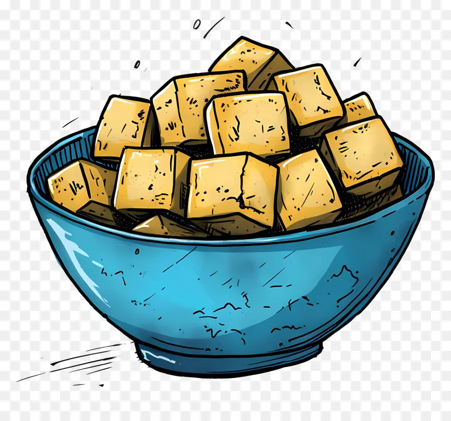 Tofu Frit，Bleu Bol PNG