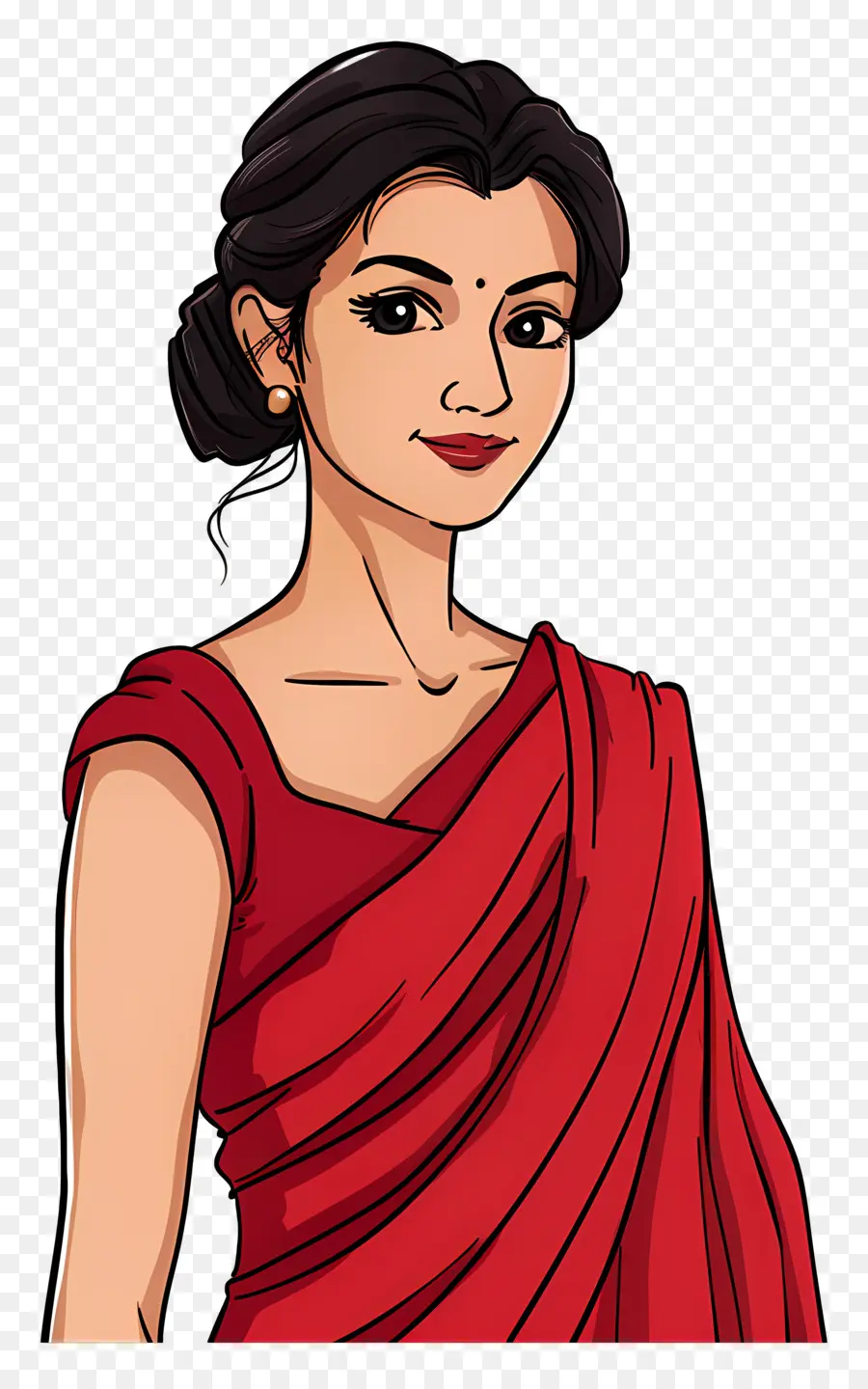 Femme Indienne，Femme En Sari Rouge PNG