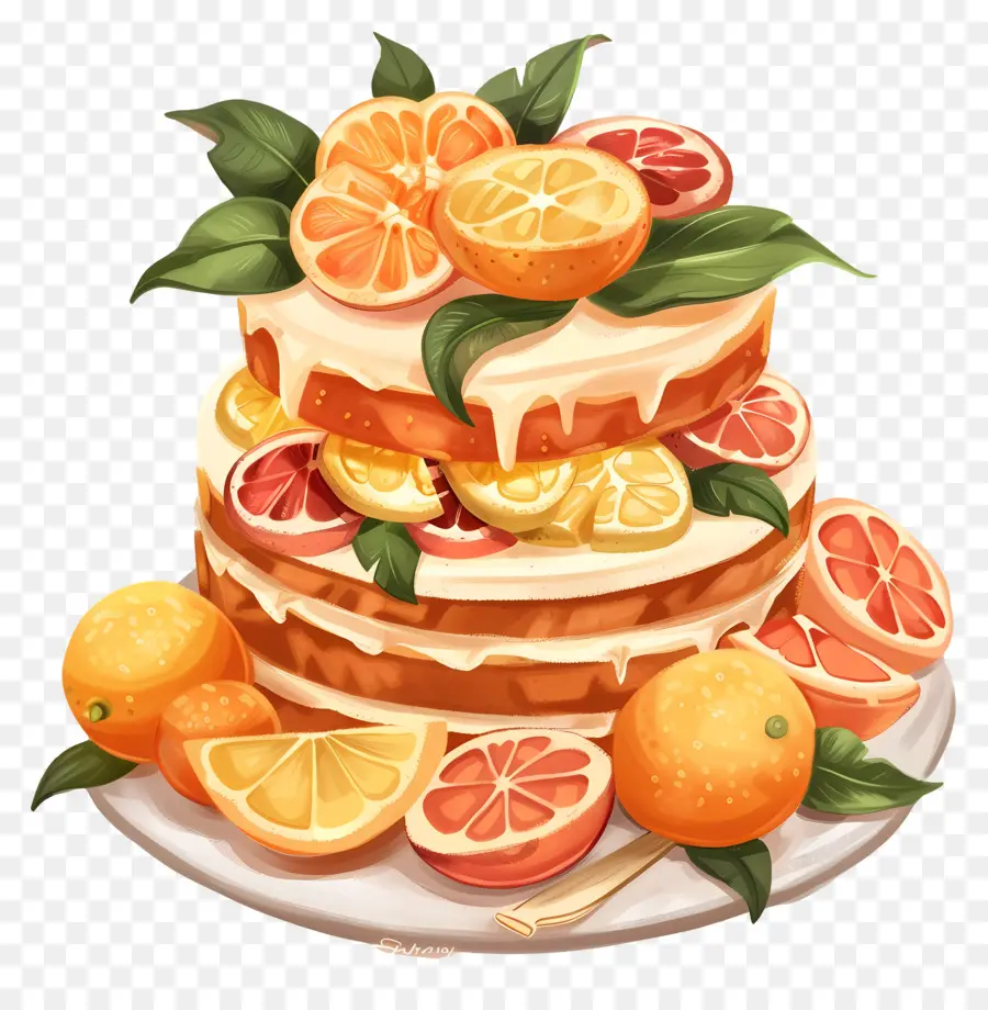 Gâteau Aux Agrumes，Dessert PNG