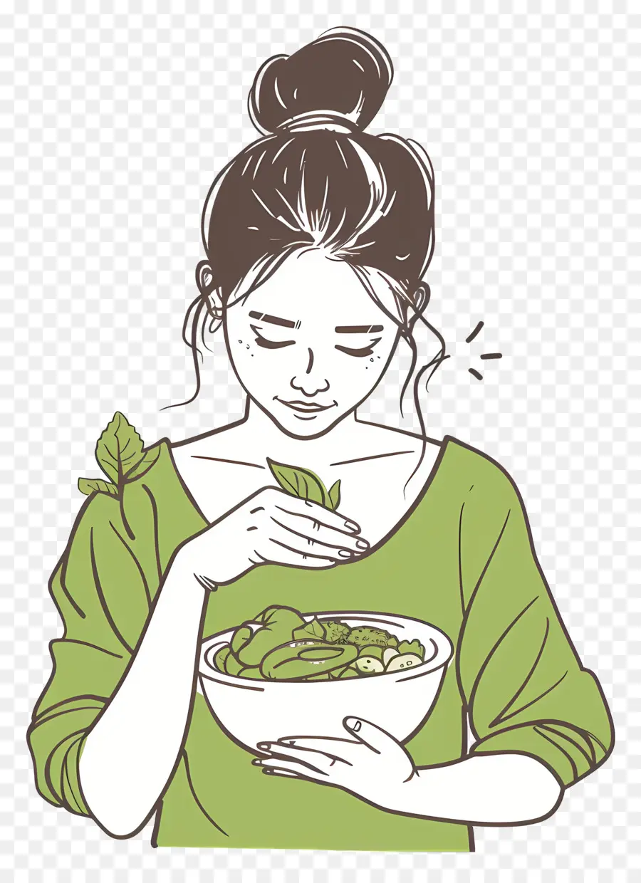 Femme Avec Salade，Légumes PNG