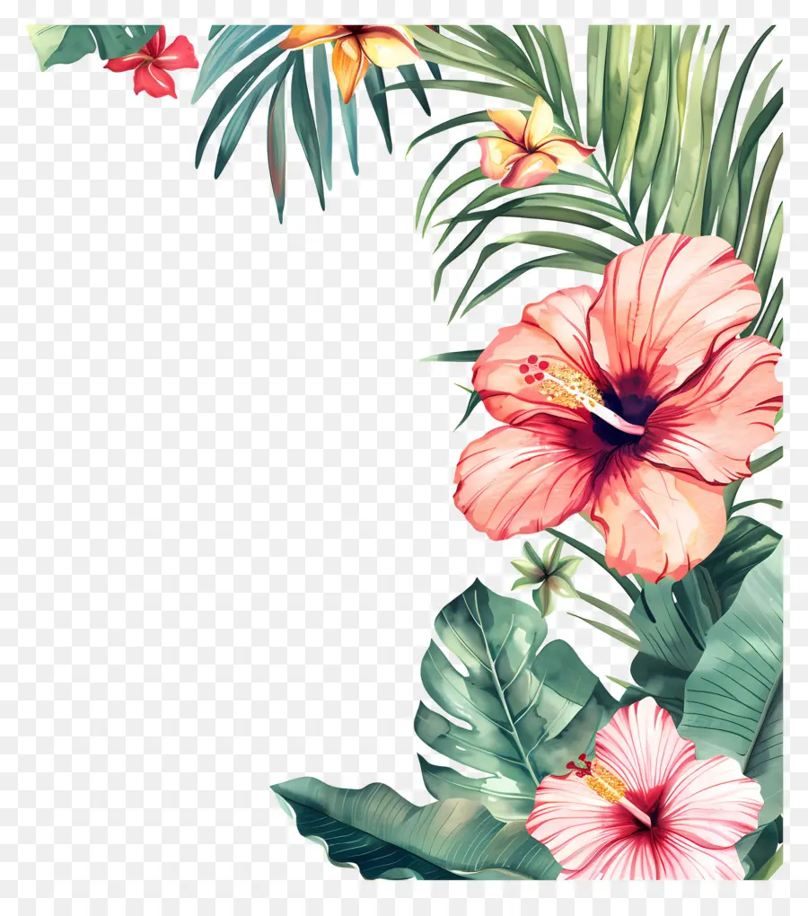 Fleur Tropicale，Hibiscus Rose PNG