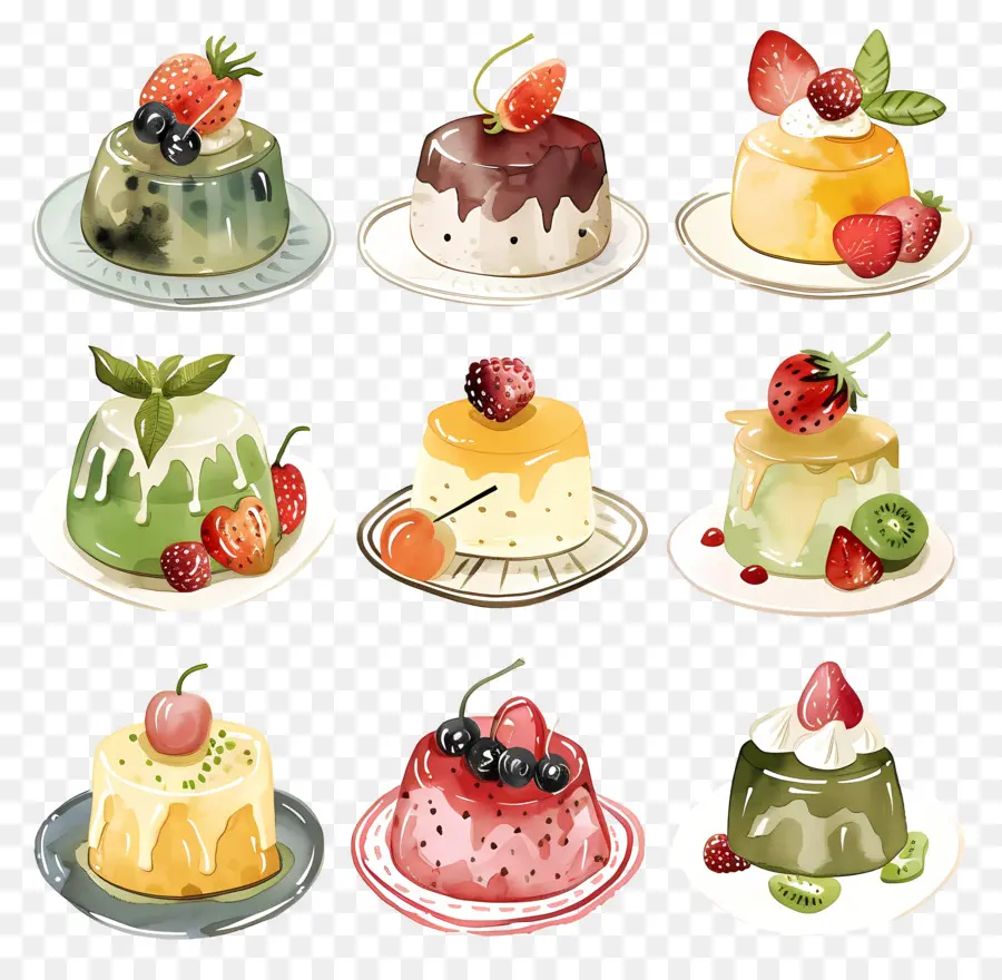 Puddings，Peintures D'aquarelle PNG