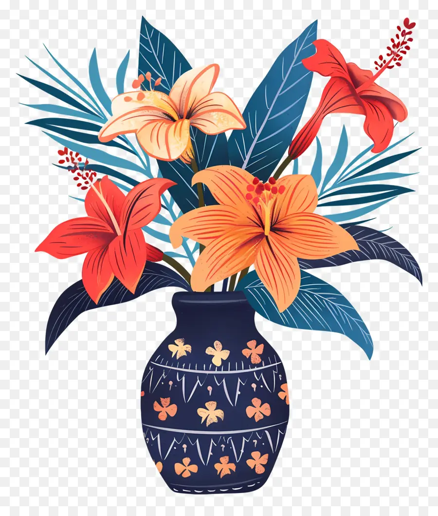 Fleur Tropicale，Un Vase Pour Les Fleurs PNG