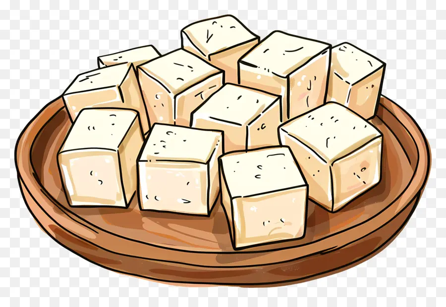 Cubes De Tofu，Bol En Bois PNG