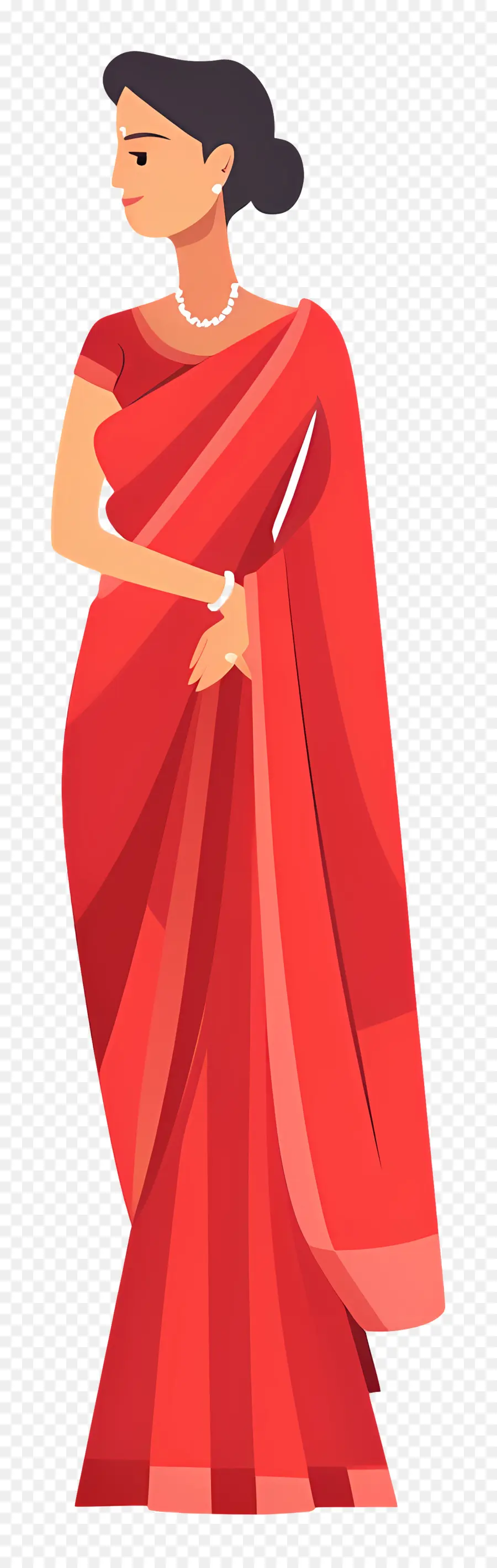 Femme En Sari Rouge，Robe PNG