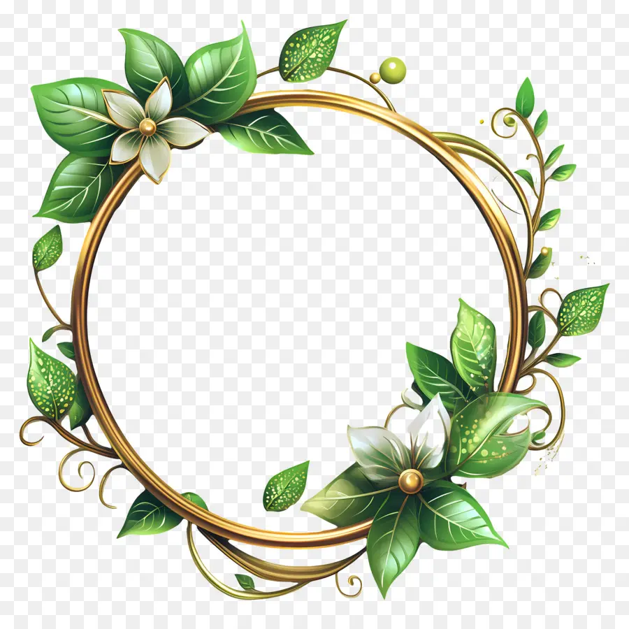 Couronne Florale Verte，Feuilles PNG