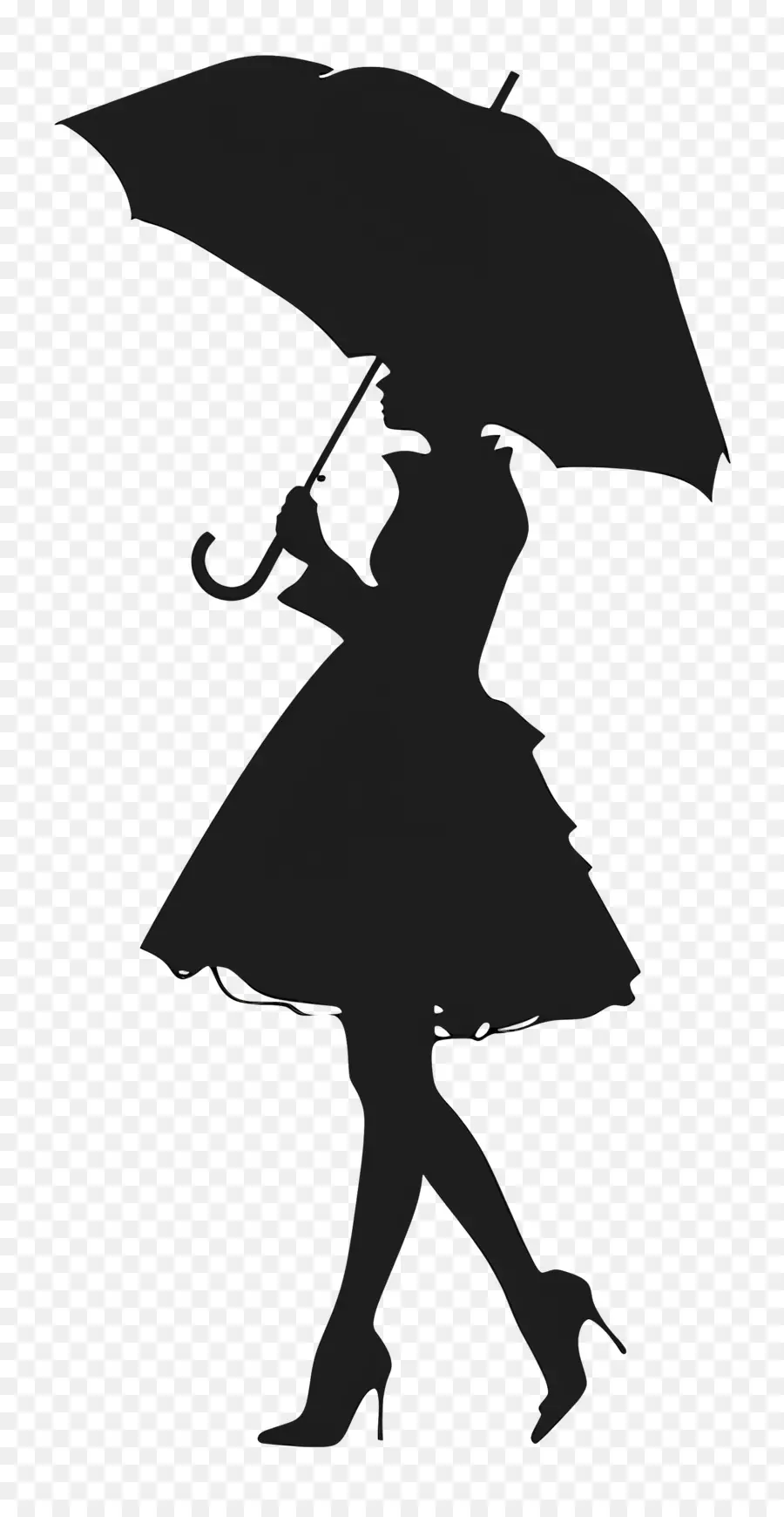 Parapluie Silhouette，Femme Marchant Sous La Pluie PNG