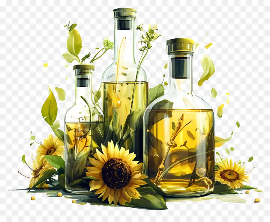 Bouteilles D'huile，Tournesol PNG