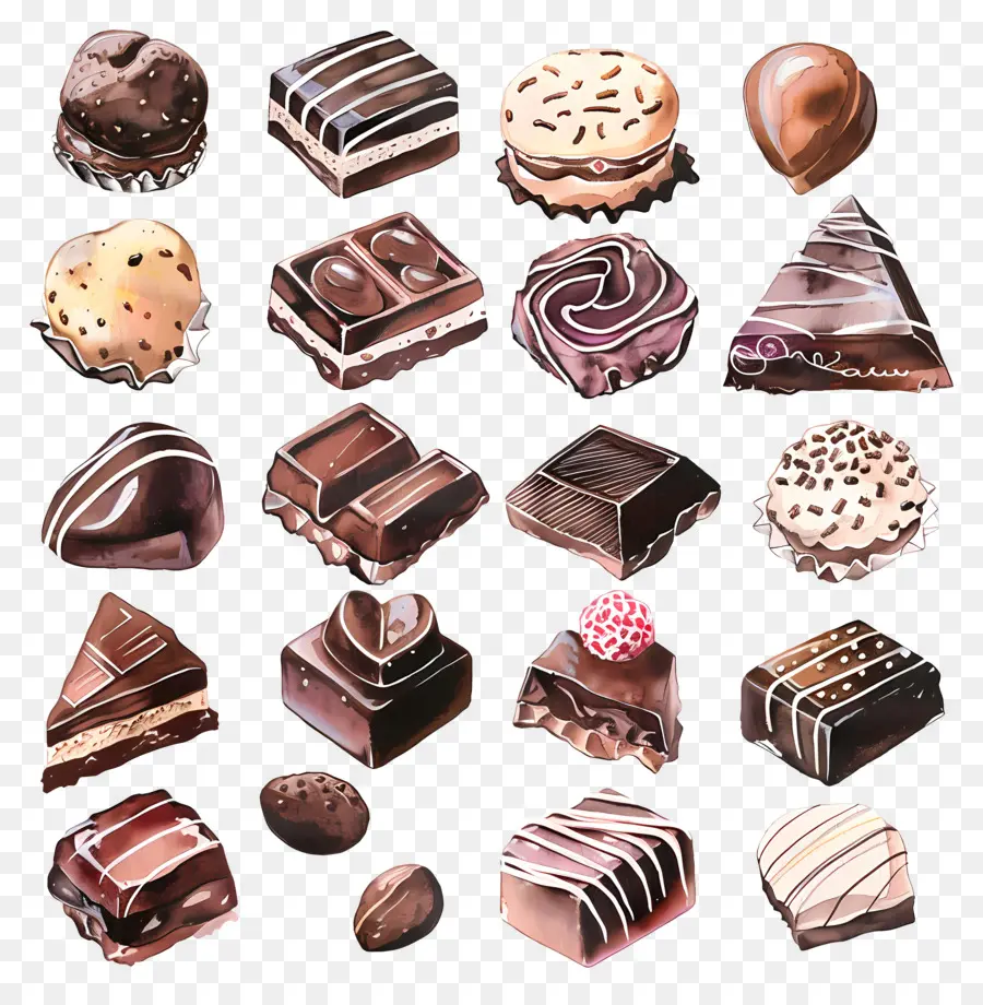 Chocolat，Illustration Aquarelle PNG