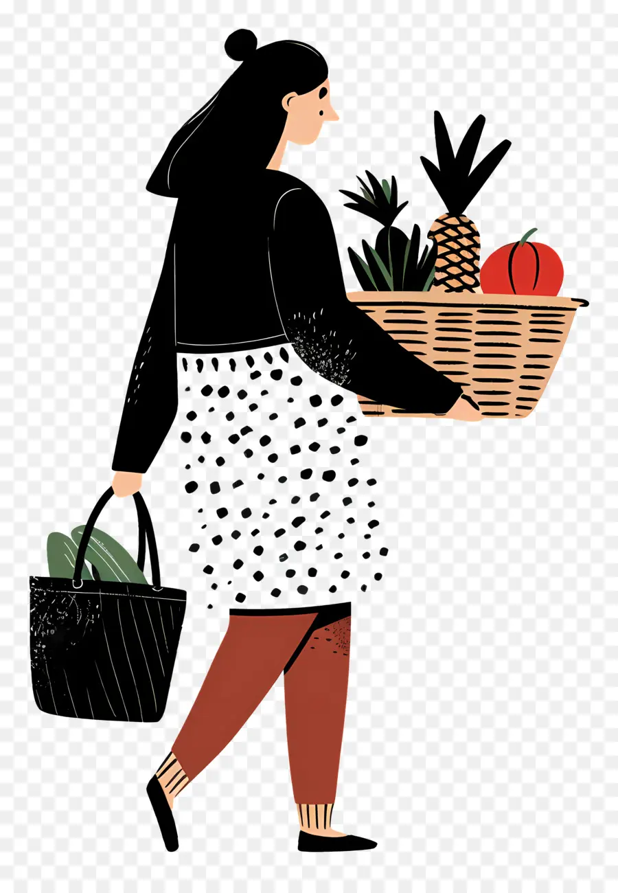 Femme Aux Légumes，Achats PNG