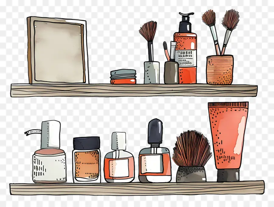 étagère Avec Des Trucs Cosmétiques，Maquillage PNG