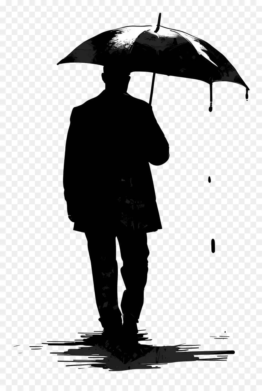 Parapluie Silhouette，Personne Marchant Avec Parapluie PNG