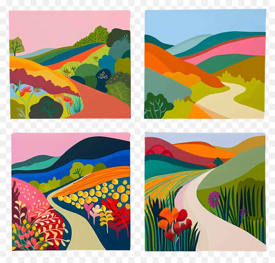 Paysages Colorés，Collines PNG