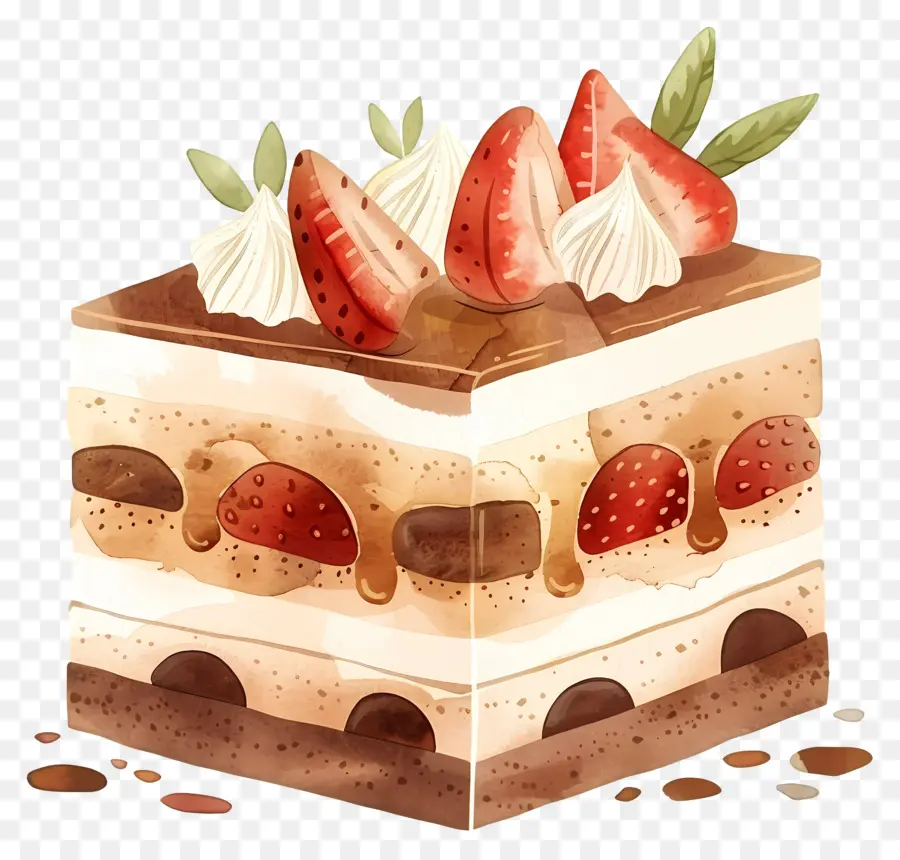 Délicieux Gâteau Aux Fraises，Dessert PNG