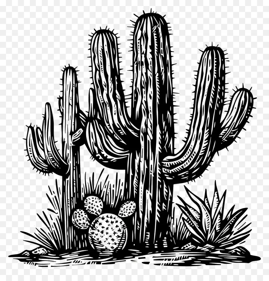 Cactus Linocut，Cactus PNG