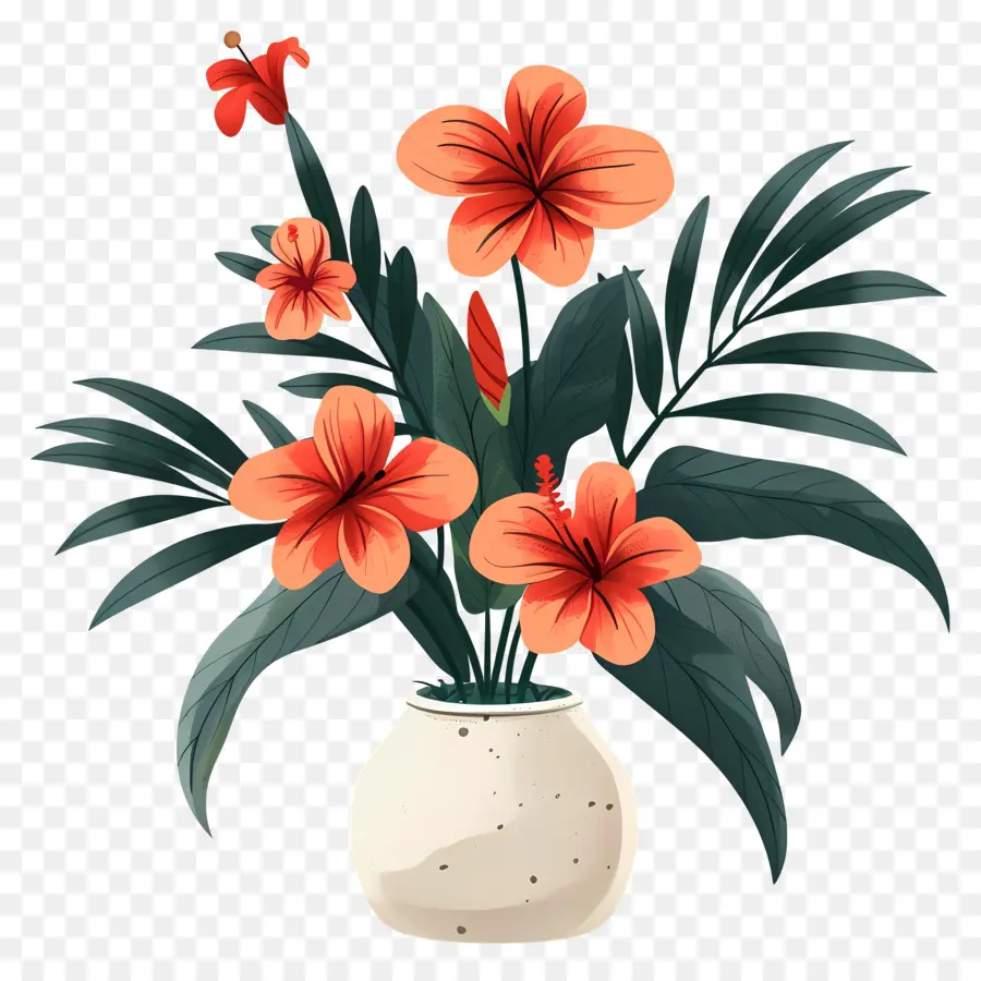 Fleur Tropicale，Des Fleurs D'orange PNG