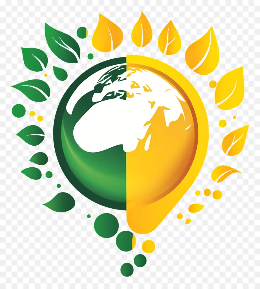 Globe Vert Et Jaune，Feuilles PNG