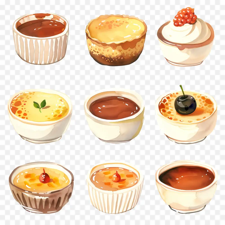 Coupes à Crème Anglaise，Dessert PNG