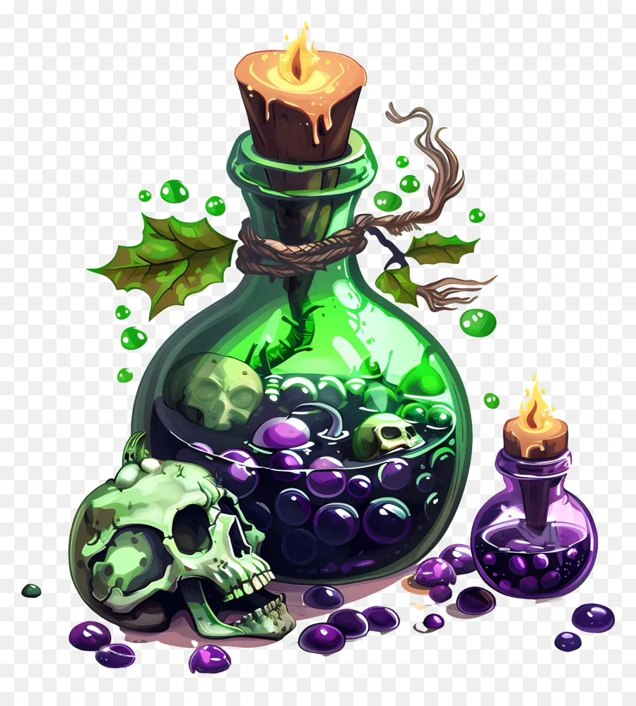 Poison D'halloween，Bouteille En Verre PNG