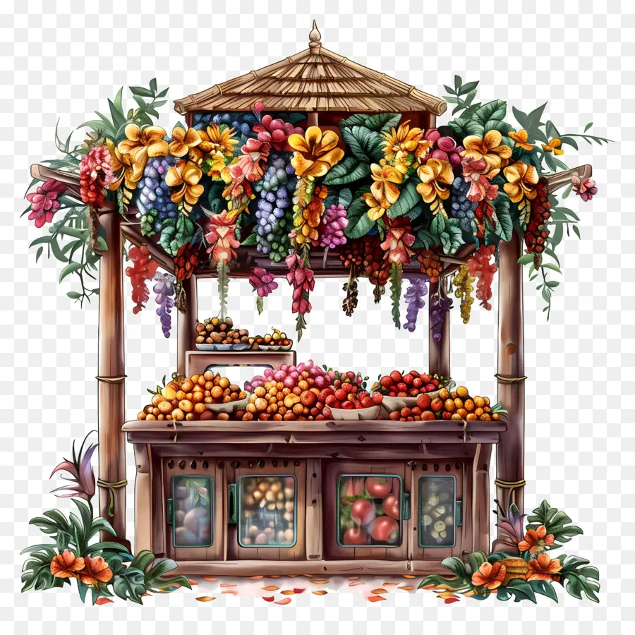 Kiosque De Fleurs，Stand De Fruits PNG