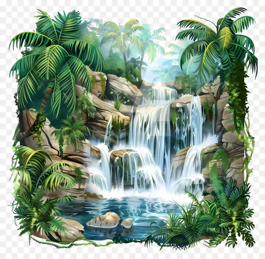 Cascade De La Jungle，Chute D'eau PNG