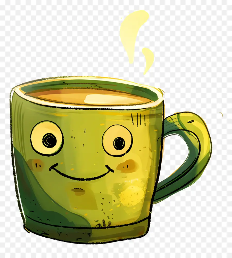 Dessin Animé Tasse De Café，Vert Mug PNG