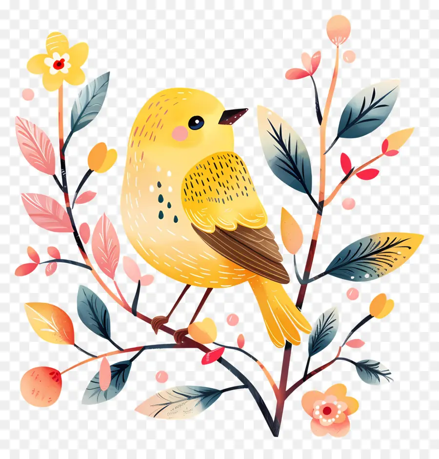 Oiseau Jaune，Illustration Aquarelle PNG