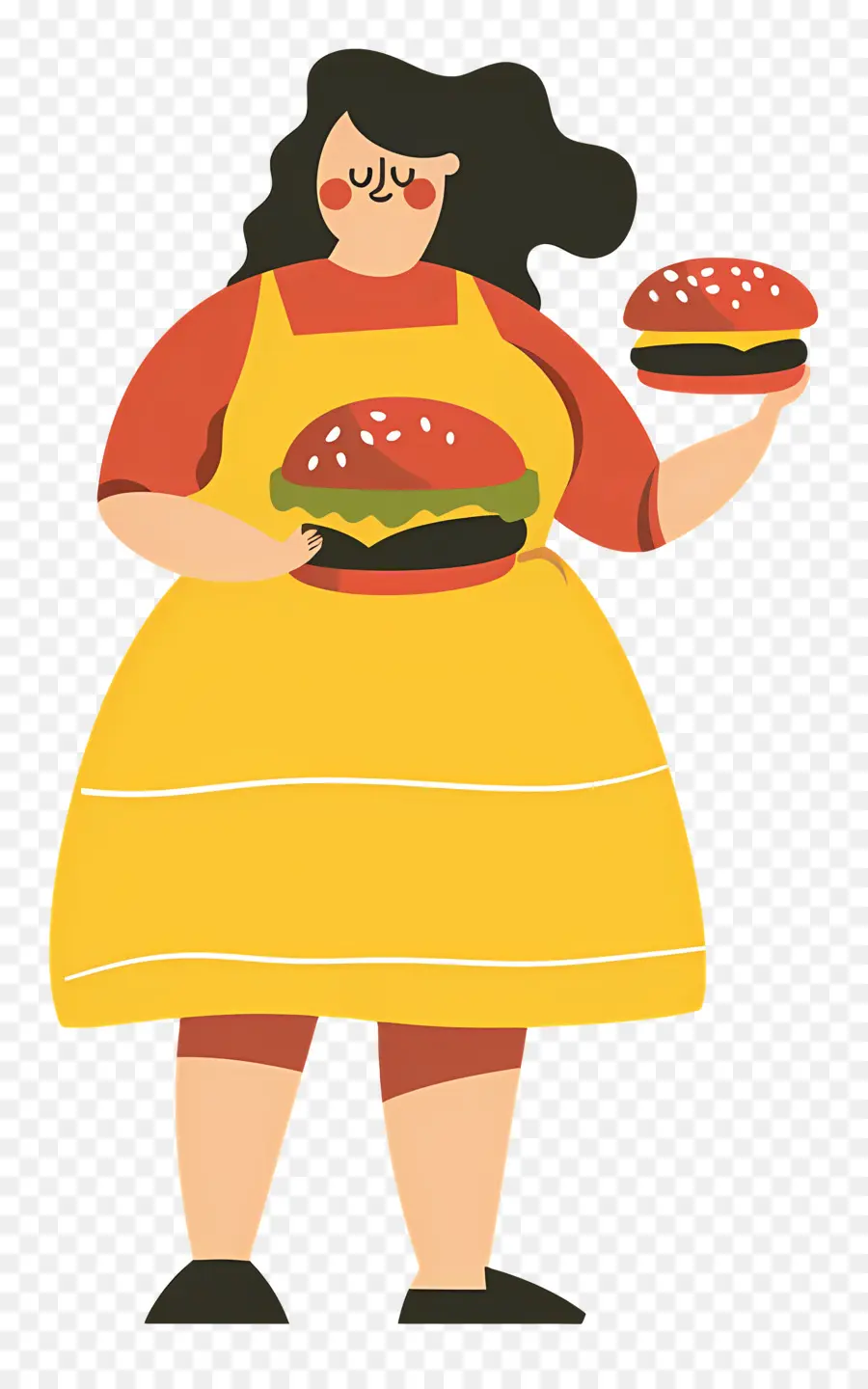 Femme Avec Des Hamburgers，Nourriture PNG