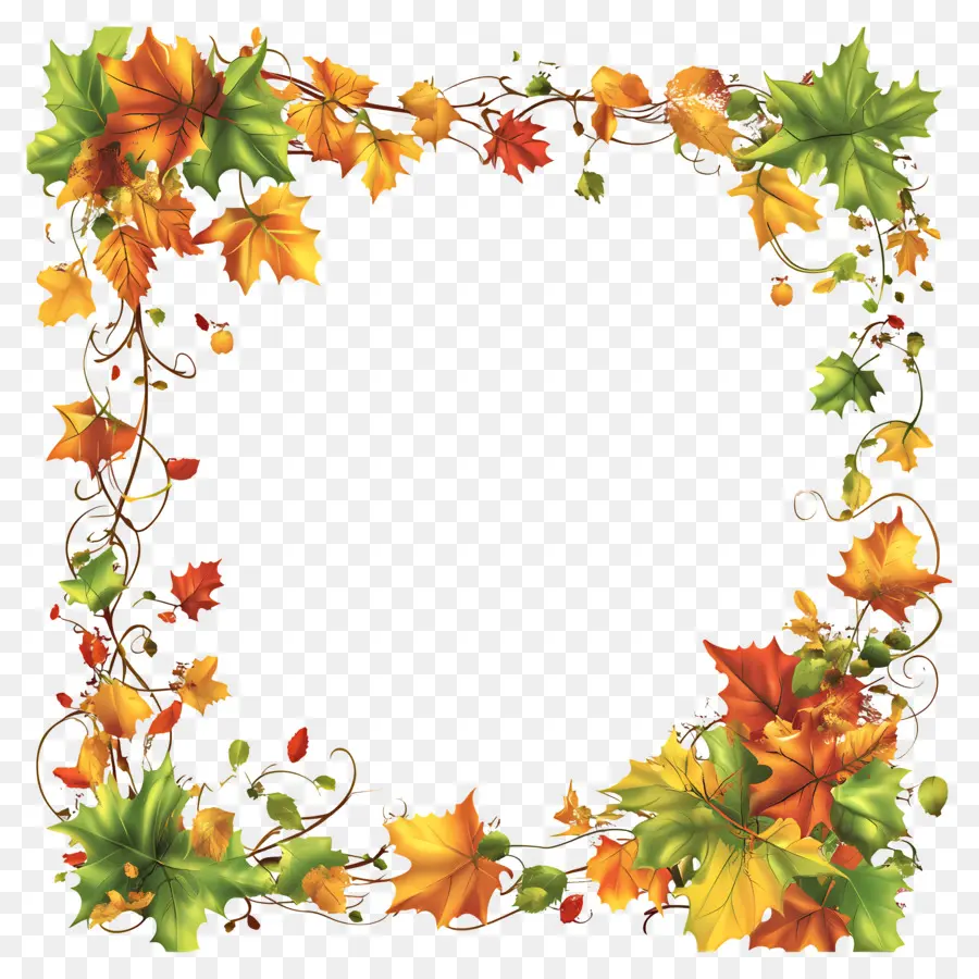 Cadre De Feuilles D'automne，Automne PNG