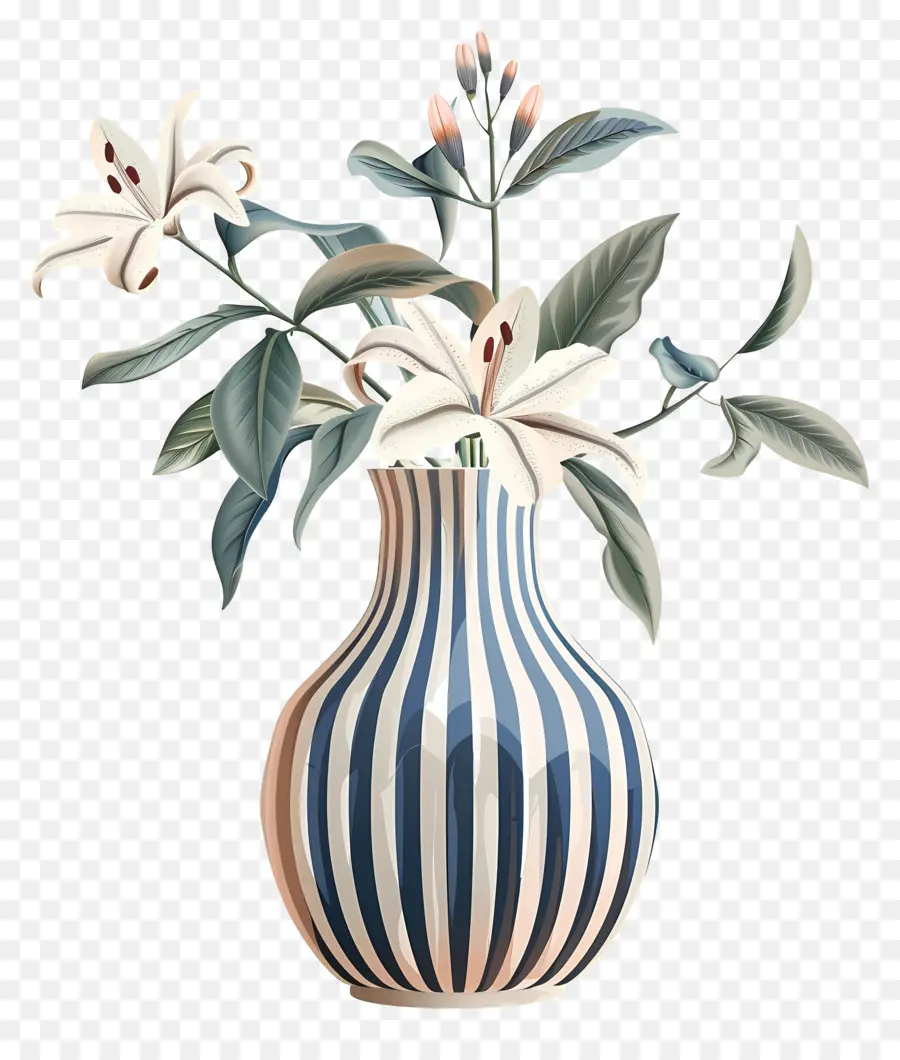 Nolina，Bleu Et Blanc Vase PNG