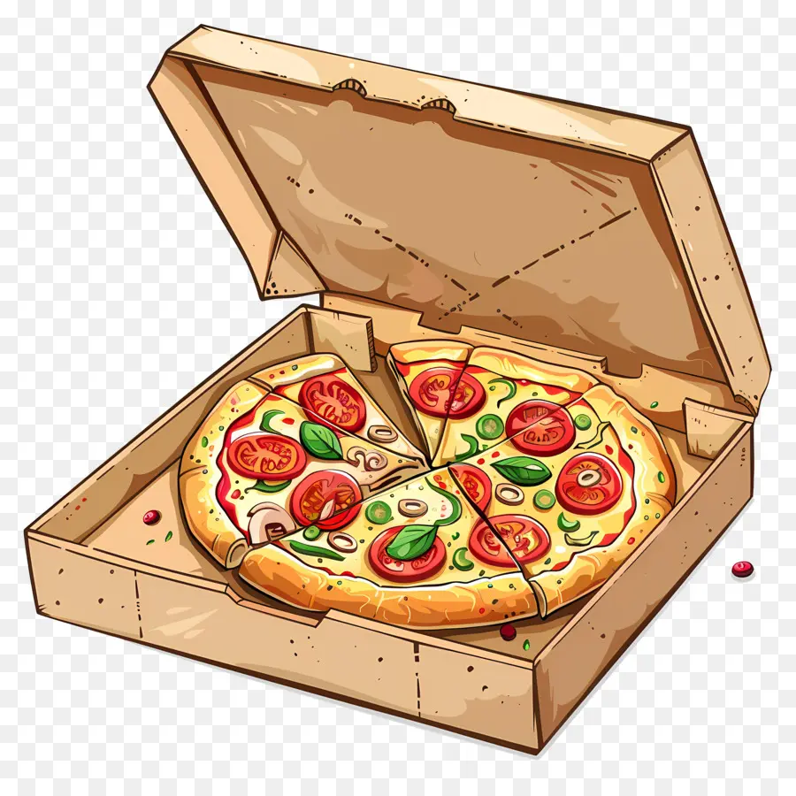 Pizza Dans La Boîte，Pizza PNG