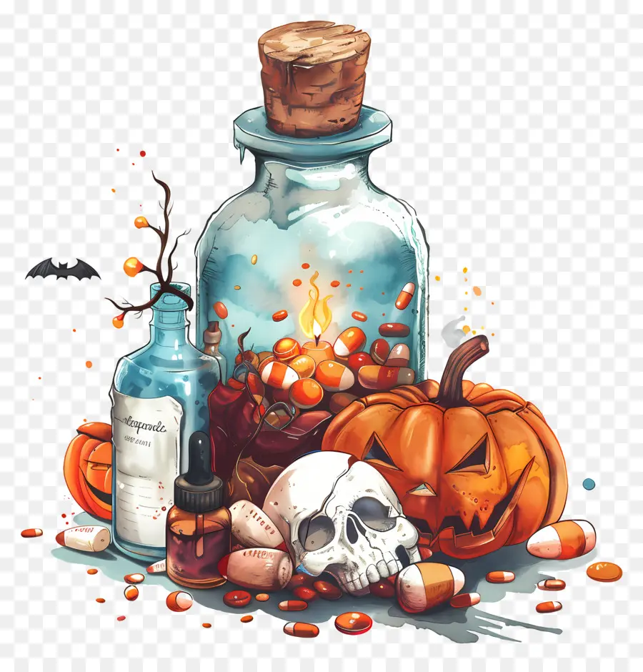 Poison D'halloween，Bouteille PNG