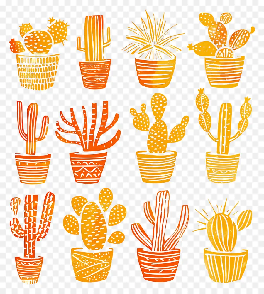 Cactus Linocut，Cactus PNG