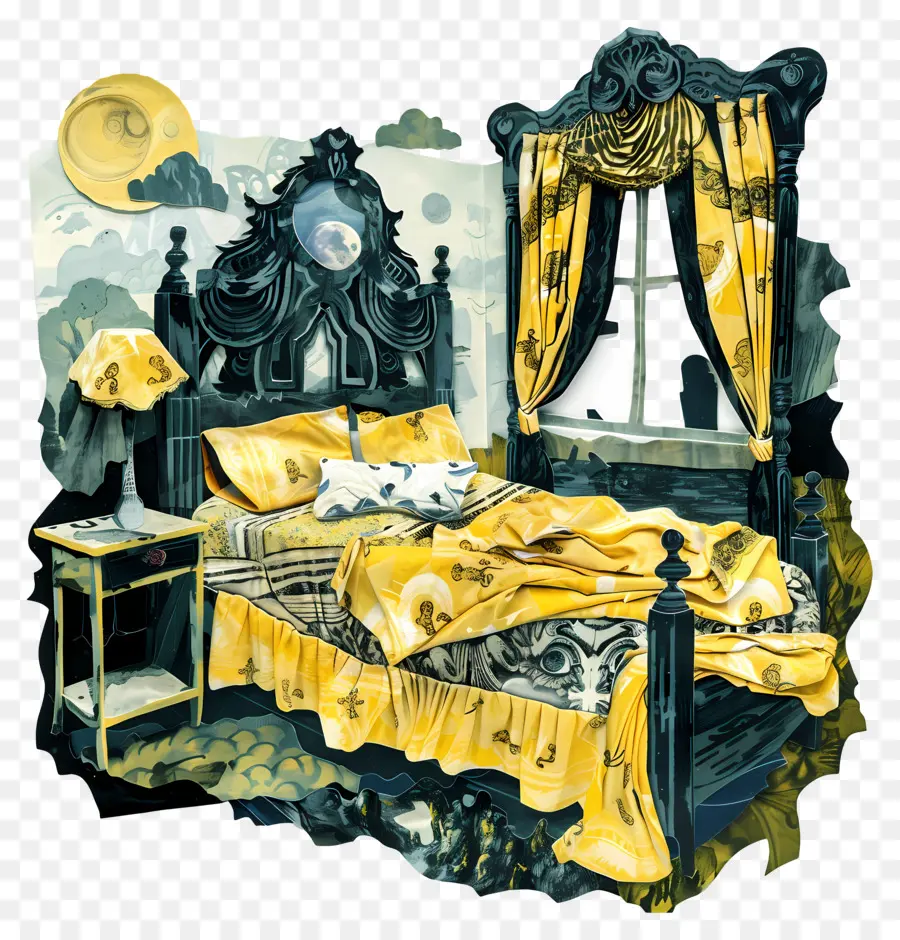 Chambre Jaune，Lit PNG