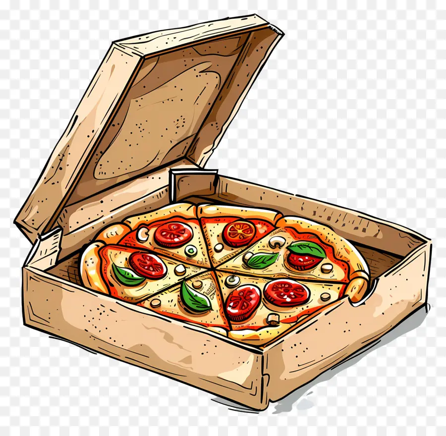 Pizza Dans La Boîte，Boîte à Pizza En Bois PNG