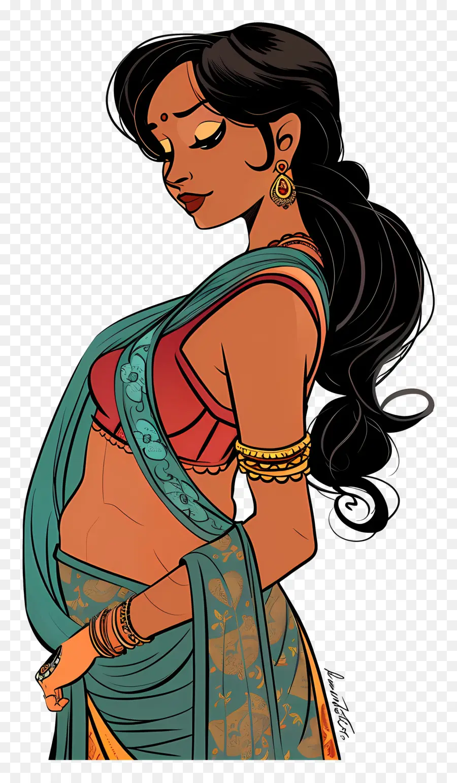 Femme Indienne，Sari PNG