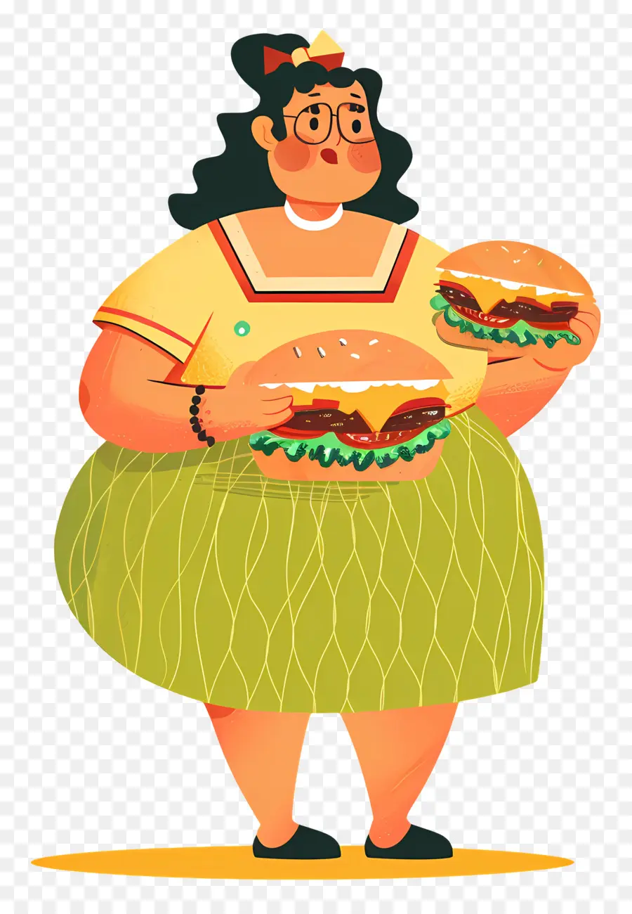 Femme Avec Des Hamburgers，Nourriture PNG