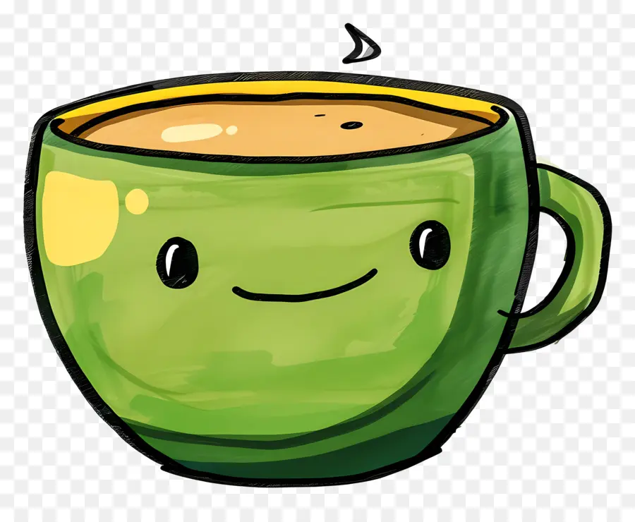 Dessin Animé Tasse De Café，Visage Souriant PNG