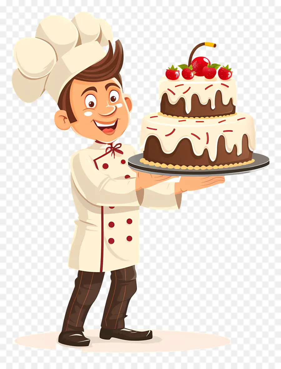 Chef Présentant Un Gâteau，Chef Cuisinier PNG