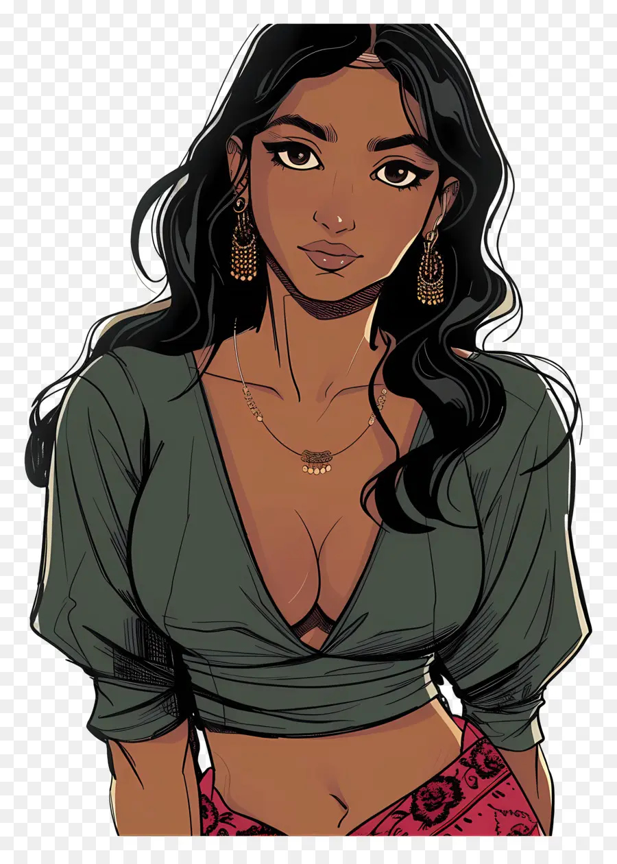 Femme Indienne，Dessin Animé PNG