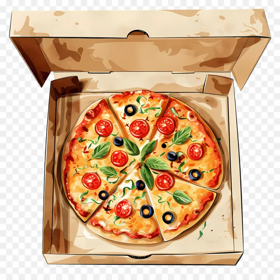 Pizza Dans La Boîte，Pizza PNG