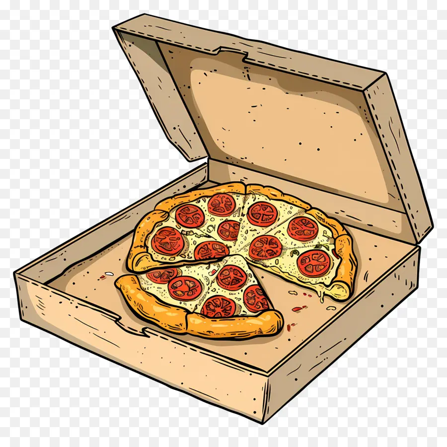 Pizza Dans La Boîte，Tranche De Pizza PNG