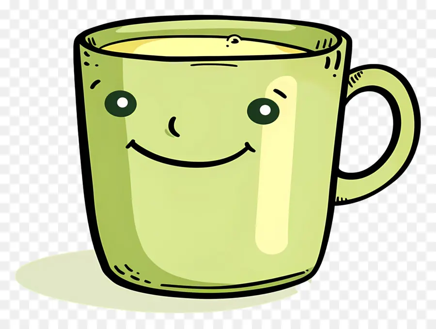 Dessin Animé Tasse De Café，Vert De La Coupe Du PNG