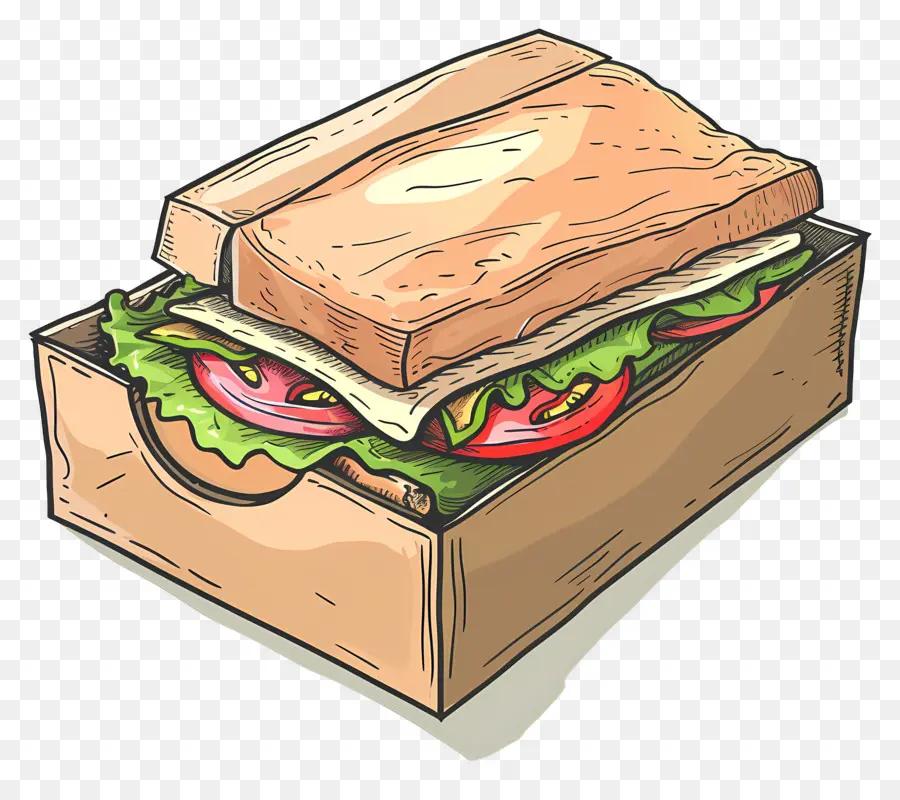 Sandwich Dans La Boîte，Emballage De Sandwich PNG