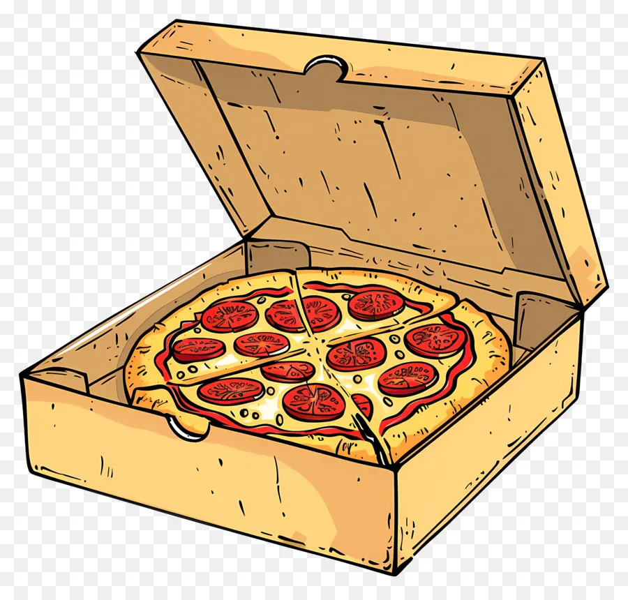 Pizza Dans La Boîte，Dessin Animé Pizza PNG