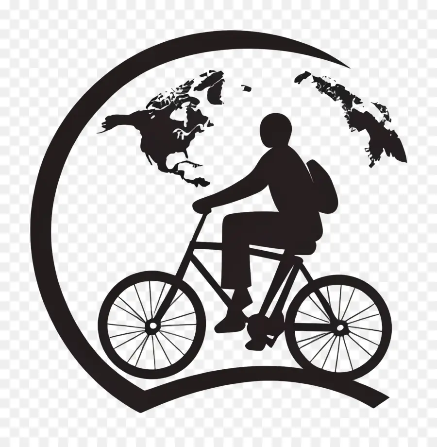 Journée Mondiale Sans Voiture，Silhouette Cycliste PNG