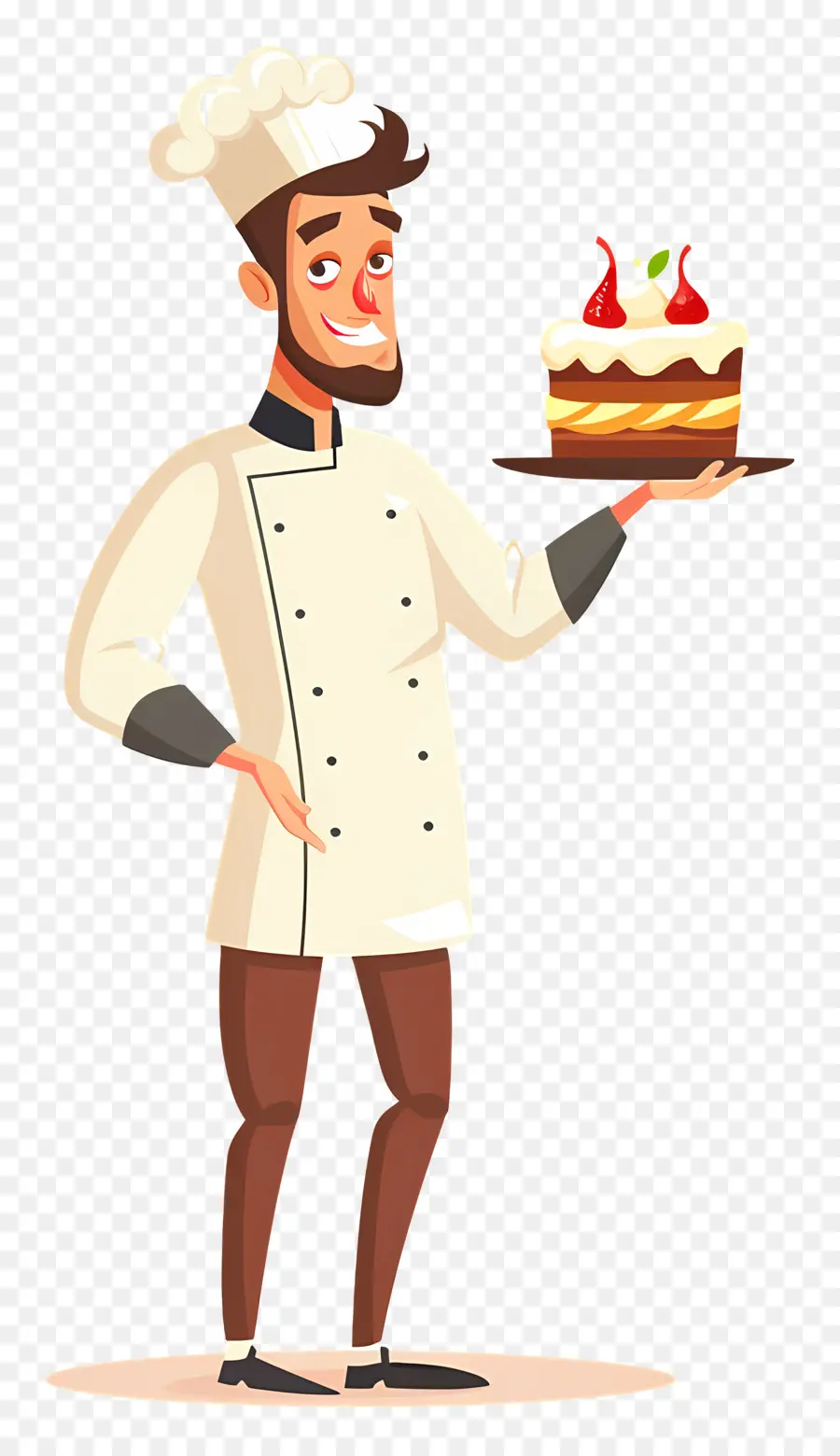 Chef Présentant Un Gâteau，Chef Avec Gâteau PNG