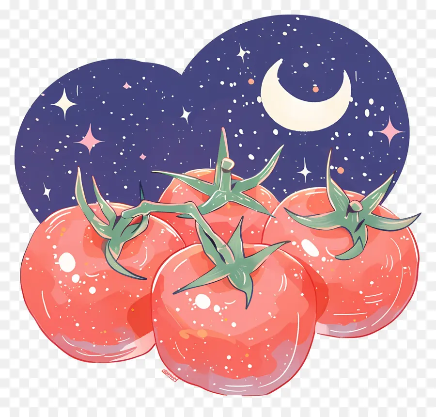 Tomates Et Ciel Nocturne，Tomates PNG