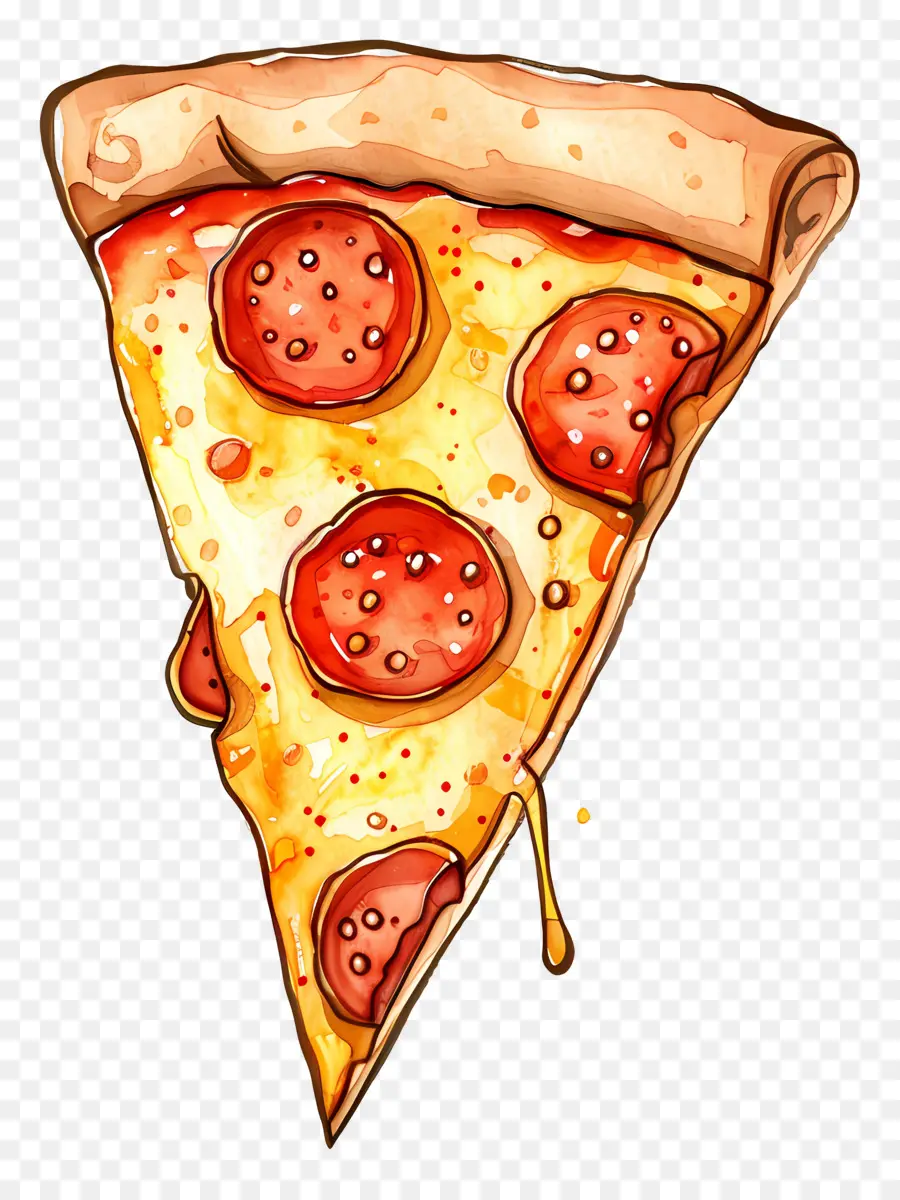 Tranche De Pizza，Aquarelle PNG